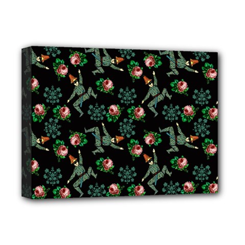 Vintage Jester Floral Pattern Deluxe Canvas 16  X 12  (stretched)  by snowwhitegirl