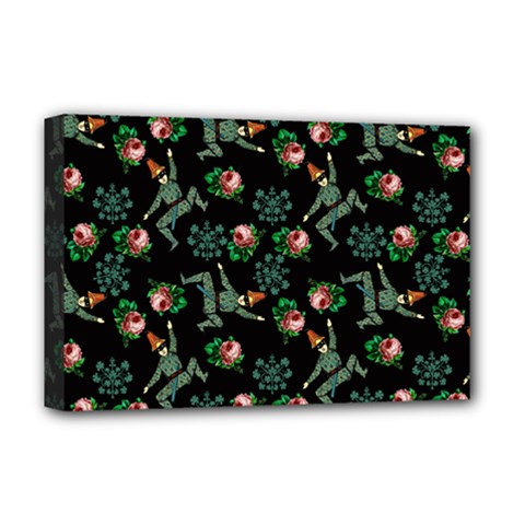 Vintage Jester Floral Pattern Deluxe Canvas 18  X 12  (stretched) by snowwhitegirl