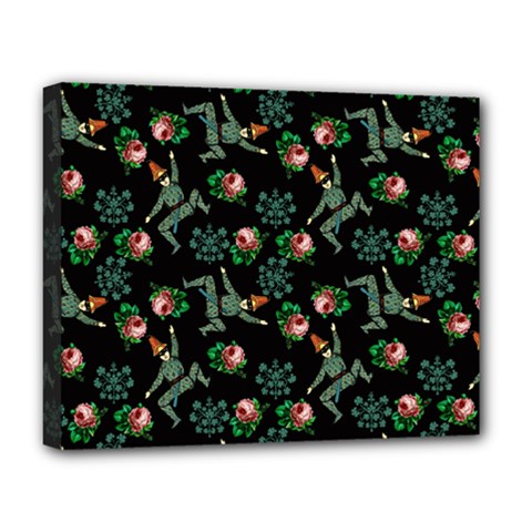 Vintage Jester Floral Pattern Deluxe Canvas 20  X 16  (stretched) by snowwhitegirl