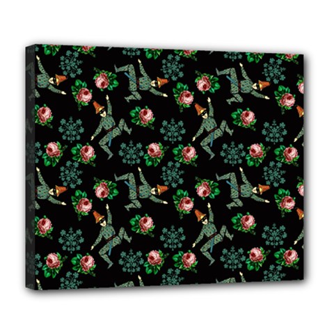 Vintage Jester Floral Pattern Deluxe Canvas 24  X 20  (stretched) by snowwhitegirl