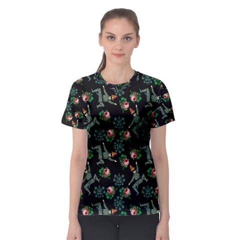 Vintage Jester Floral Pattern Women s Sport Mesh Tee by snowwhitegirl