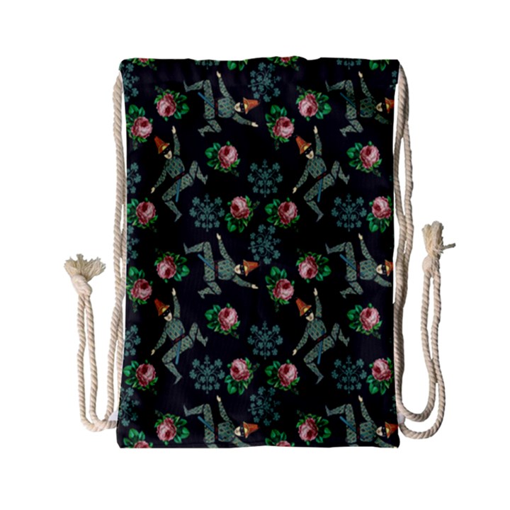 Vintage Jester Floral Pattern Drawstring Bag (Small)