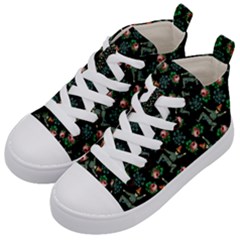 Vintage Jester Floral Pattern Kid s Mid-top Canvas Sneakers