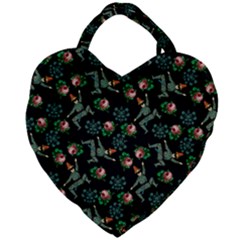 Vintage Jester Floral Pattern Giant Heart Shaped Tote