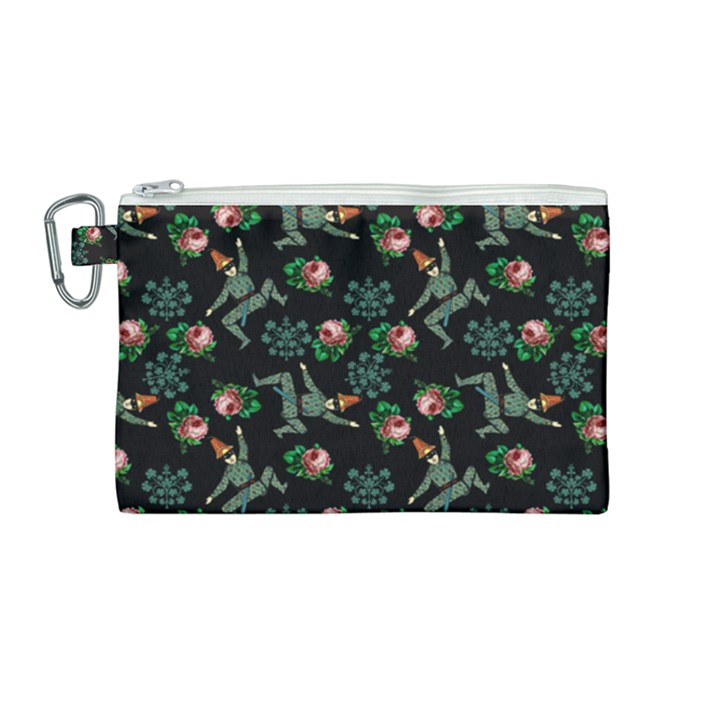 Vintage Jester Floral Pattern Canvas Cosmetic Bag (Medium)