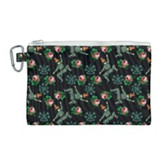 Vintage Jester Floral Pattern Canvas Cosmetic Bag (large) by snowwhitegirl