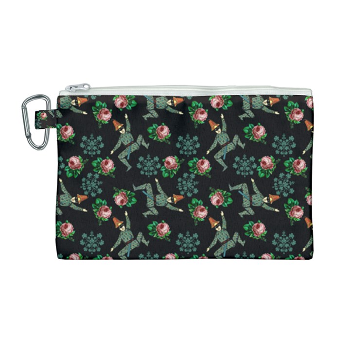 Vintage Jester Floral Pattern Canvas Cosmetic Bag (Large)