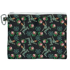 Vintage Jester Floral Pattern Canvas Cosmetic Bag (xxl) by snowwhitegirl