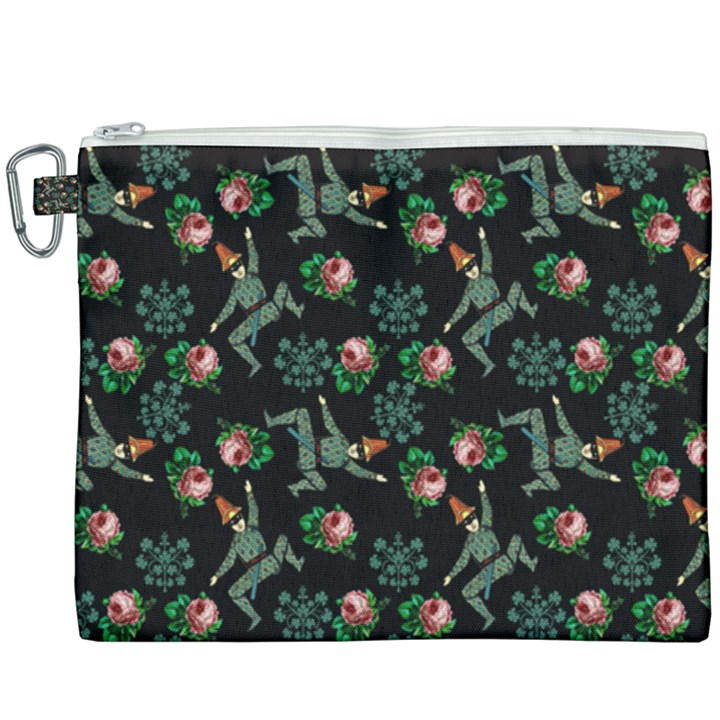 Vintage Jester Floral Pattern Canvas Cosmetic Bag (XXXL)