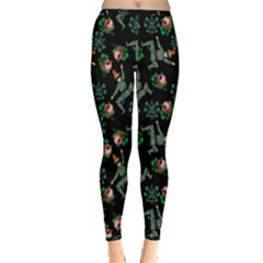 Vintage Jester Floral Pattern Inside Out Leggings