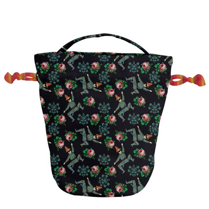 Vintage Jester Floral Pattern Drawstring Bucket Bag