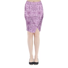 Ornamental Pink Midi Wrap Pencil Skirt