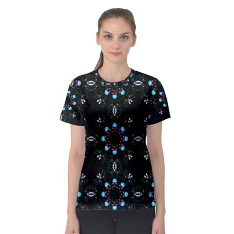 Embroidery Paisley Black Women s Sport Mesh Tee by snowwhitegirl