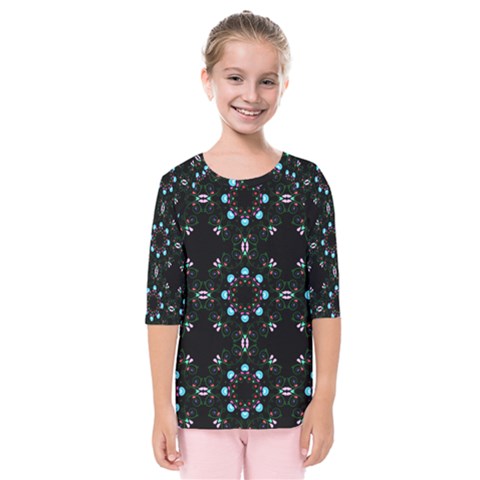 Embroidery Paisley Black Kids  Quarter Sleeve Raglan Tee by snowwhitegirl