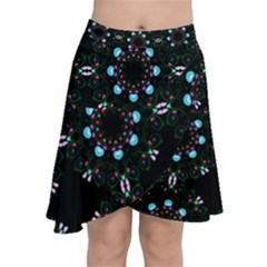 Embroidery Paisley Black Chiffon Wrap Front Skirt by snowwhitegirl