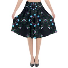 Embroidery Paisley Black Flared Midi Skirt by snowwhitegirl