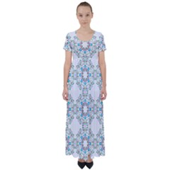 Embroidery Paisley High Waist Short Sleeve Maxi Dress