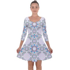 Embroidery Paisley Quarter Sleeve Skater Dress