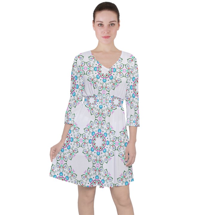 Embroidery Paisley Ruffle Dress