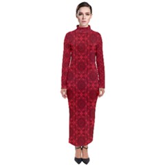 Victorian Paisley Red Turtleneck Maxi Dress