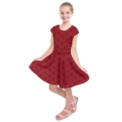 Victorian Paisley Red Kids  Short Sleeve Dress