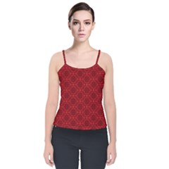 Victorian Paisley Red Velvet Spaghetti Strap Top