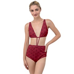 Victorian Paisley Red Tied Up Two Piece Swimsuit by snowwhitegirl