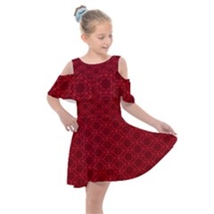 Victorian Paisley Red Kids  Shoulder Cutout Chiffon Dress