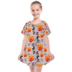 Girl With Roses And Anchors Kids  Smock Dress