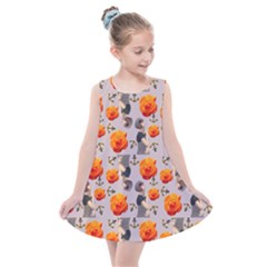 Girl With Roses And Anchors Kids  Summer Dress