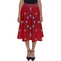 Embroidery Paisley Red Perfect Length Midi Skirt by snowwhitegirl