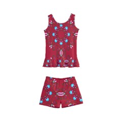 Embroidery Paisley Red Kid s Boyleg Swimsuit