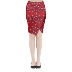 Embroidery Paisley Red Midi Wrap Pencil Skirt by snowwhitegirl