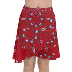 Embroidery Paisley Red Chiffon Wrap Front Skirt by snowwhitegirl