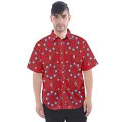 Embroidery Paisley Red Men s Short Sleeve Shirt