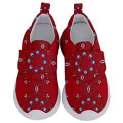 Embroidery Paisley Red Velcro Strap Shoes