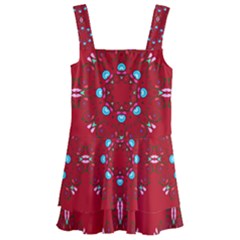 Embroidery Paisley Red Kids  Layered Skirt Swimsuit