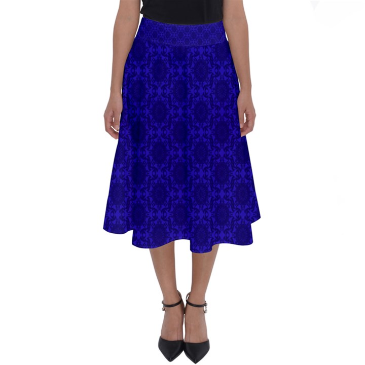 Victorian Paisley Royal Blue Pattern Perfect Length Midi Skirt