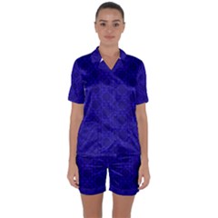 Victorian Paisley Royal Blue Pattern Satin Short Sleeve Pyjamas Set by snowwhitegirl