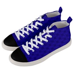 Victorian Paisley Royal Blue Pattern Men s Mid-top Canvas Sneakers