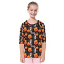 Girl With Roses And Anchors Black Kids  Quarter Sleeve Raglan Tee View1