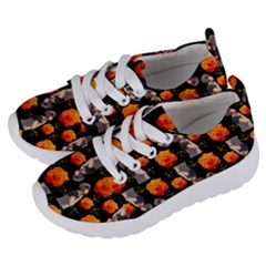 Girl With Roses And Anchors Black Kids  Lightweight Sports Shoes