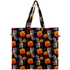 Girl With Roses And Anchors Black Canvas Travel Bag