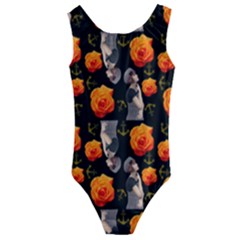 Girl With Roses And Anchors Black Kids  Cut-out Back One Piece Swimsuit