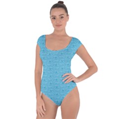 Retro Blue Pattern Short Sleeve Leotard  by snowwhitegirl