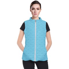 Retro Blue Pattern Women s Puffer Vest