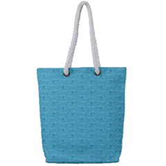 Retro Blue Pattern Full Print Rope Handle Tote (small)