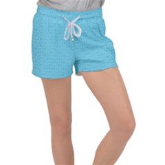 Retro Blue Pattern Women s Velour Lounge Shorts