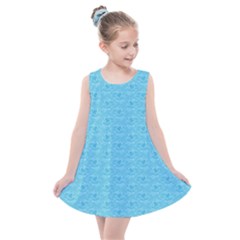 Retro Blue Pattern Kids  Summer Dress