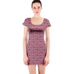 Retro Red Pattern Short Sleeve Bodycon Dress by snowwhitegirl